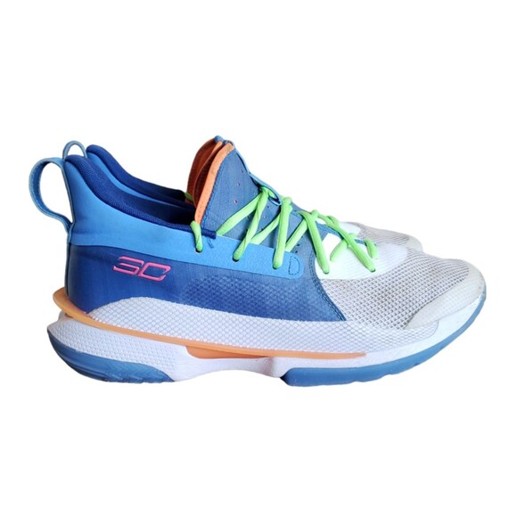 3021258-404 Under Armour Curry 7 Super Soaker Men's Sneakers Multiple Sizes 12 - Picture 1 of 11
